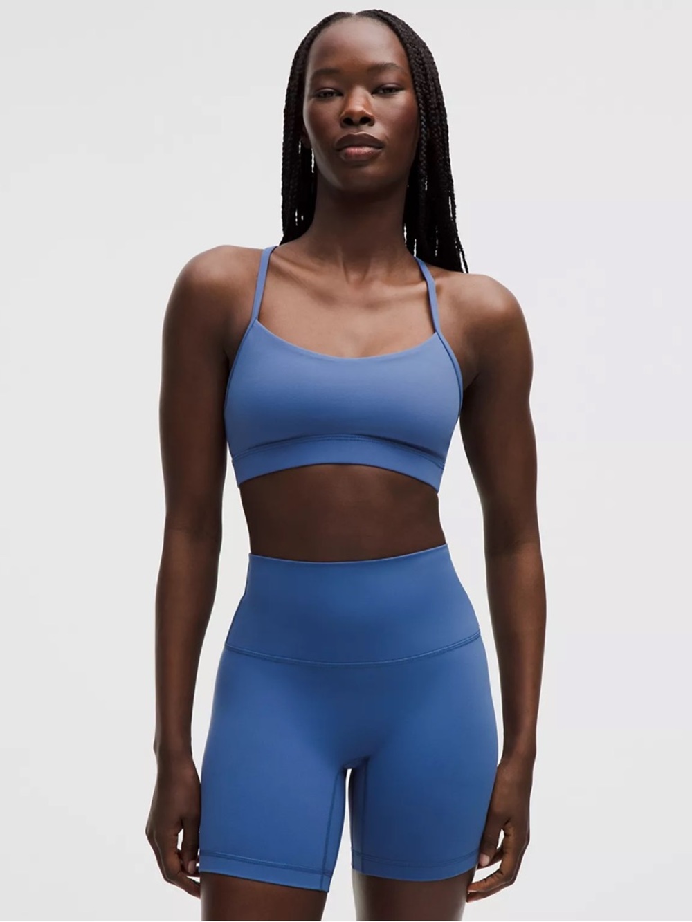 Lululemon Two-Piece Slate Blue Active Set - Sports Bra & Align Shorts